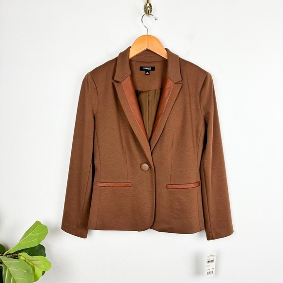 NWT Elementz Maple Brown Neutral Blazer Size Small Petite - Picture 1 of 8